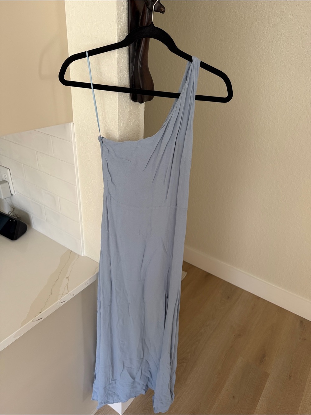 Reformation One-Shoulder Light Blue Maxi Dress